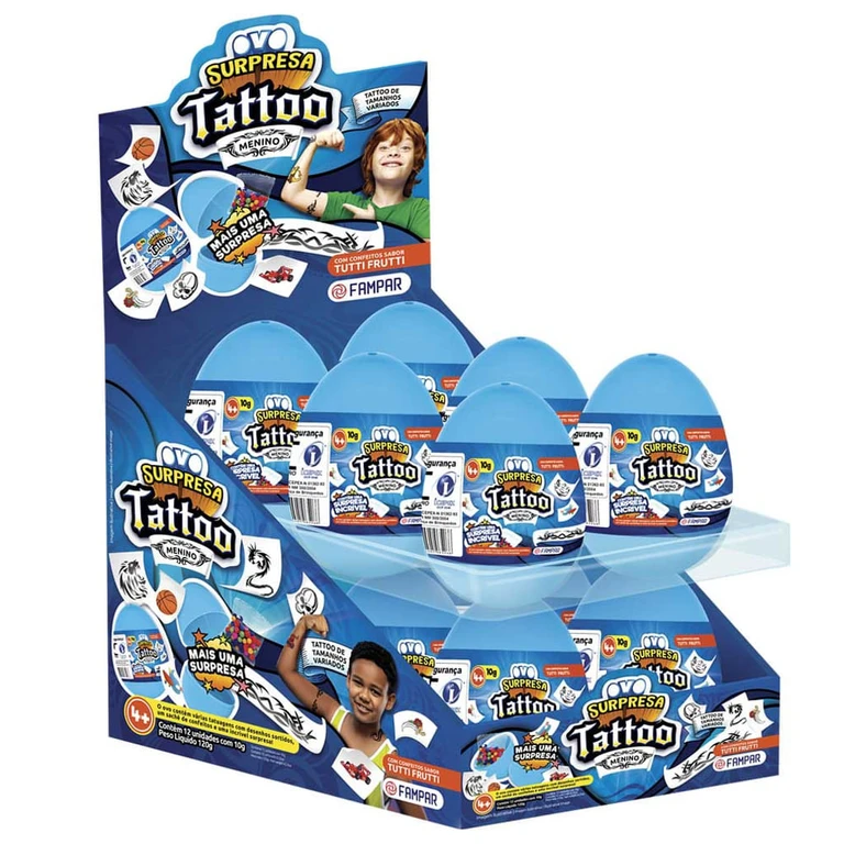 OVO SURPRESA TATTOO MENINO DP C/12