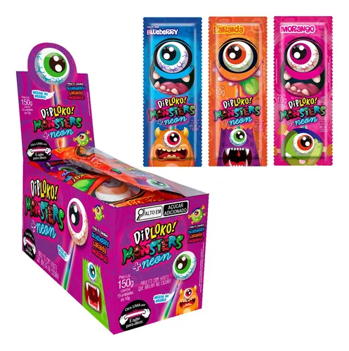 DIPLOKO NEON MONSTERS OLHO SORTIDOS 10G C/15 - Imagem 2