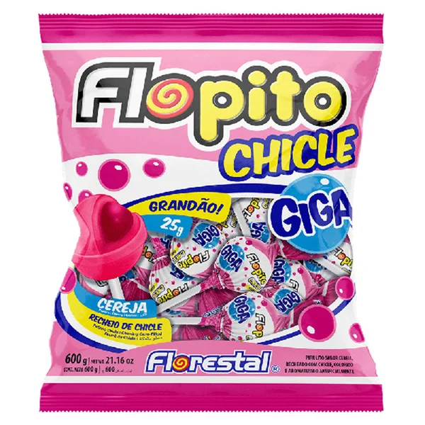 PIRULITO FLOPITO CHICLE GIGA CEREJA 600G